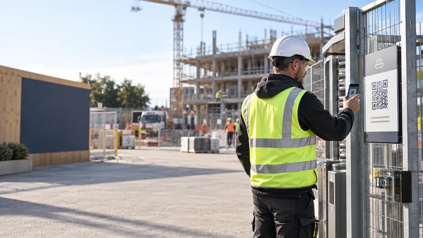 Give workers one simple route onto site in a fictional SiteHQ demonstration workspace.
